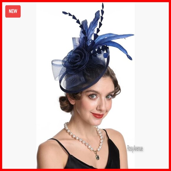 Women\'s Fascinator Hat with Feather Flower, Hair Clip, Detachable Headband main image 5